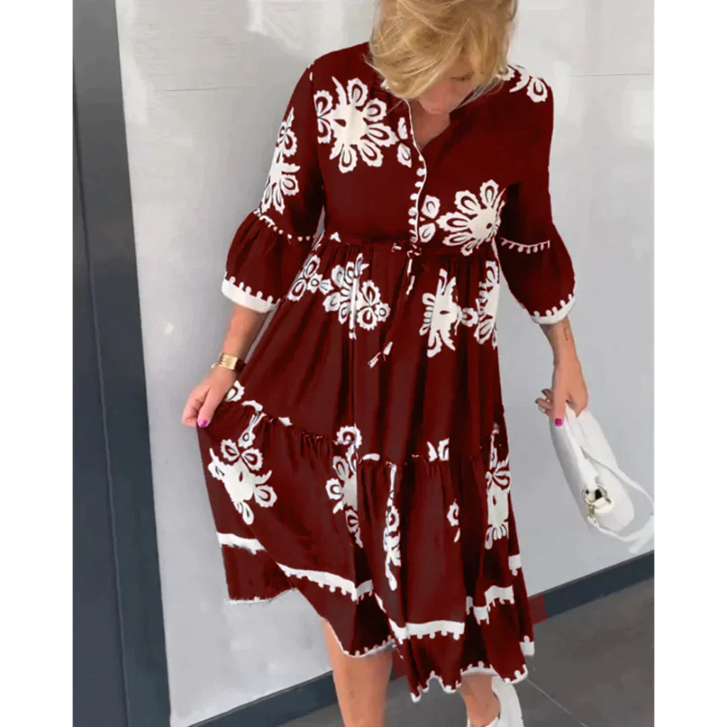 Women’s Floral Dress with Long Sleeve | Midi