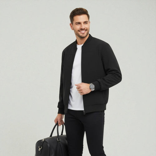 Men’s Casual Bomber Jacket | Zip-Up and Side Pockets