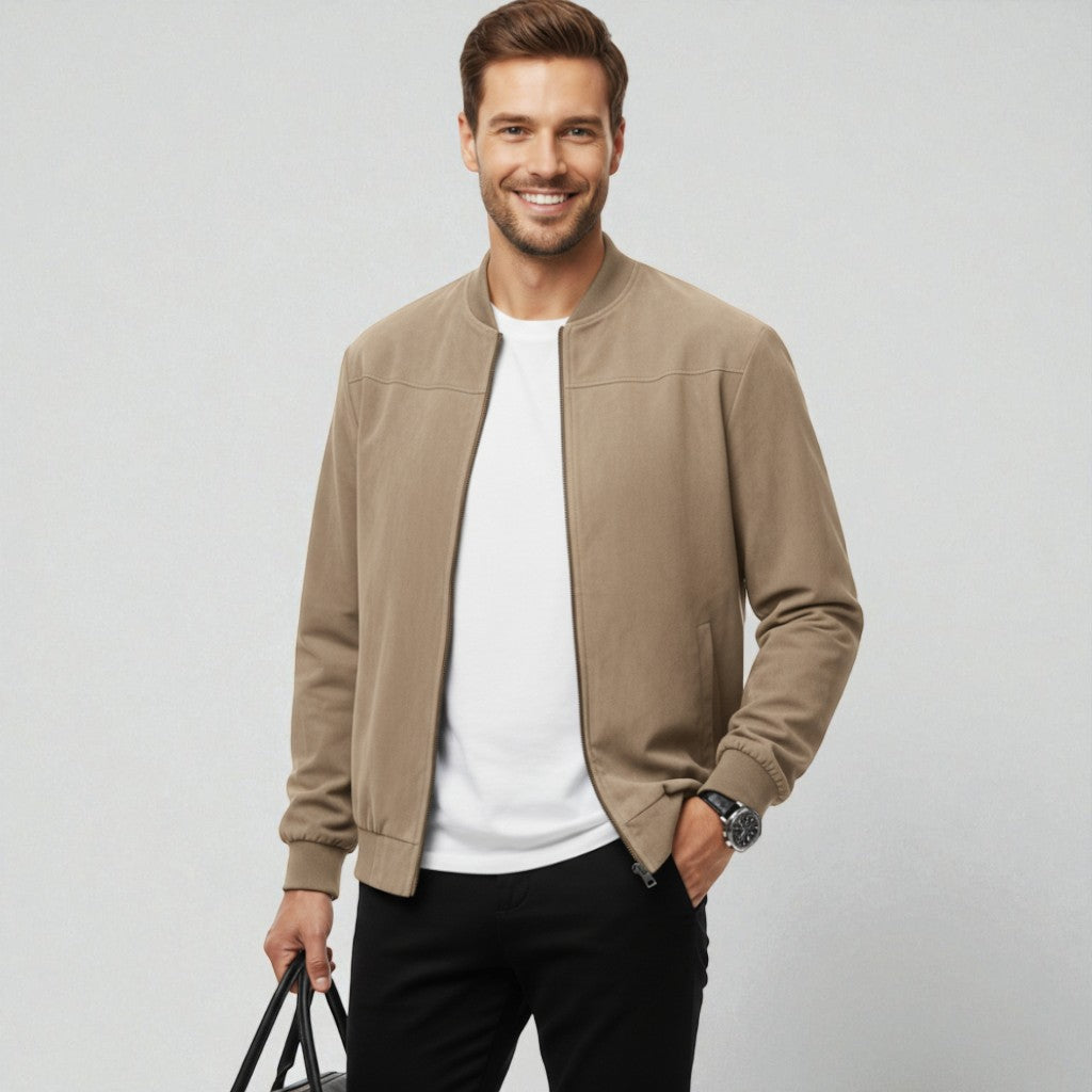 Men’s Casual Bomber Jacket | Zip-Up and Side Pockets