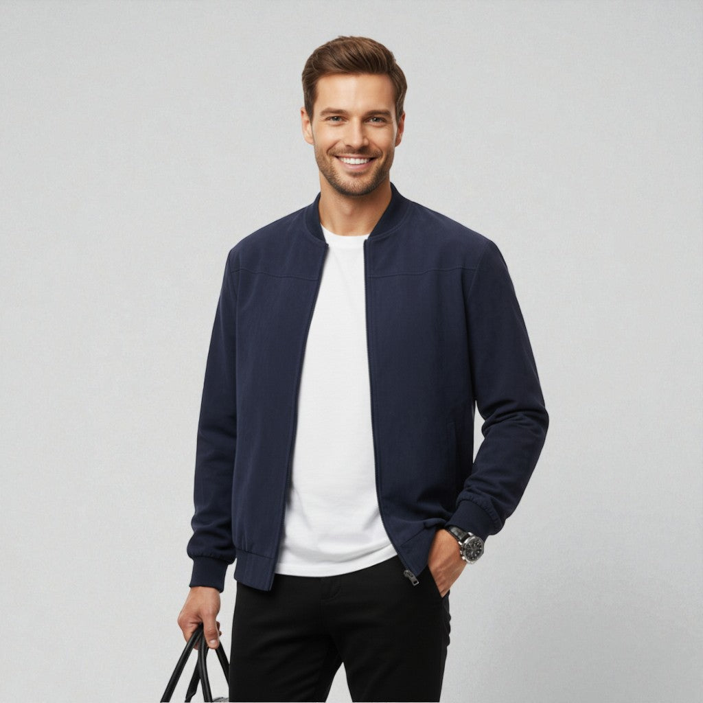 Men’s Casual Bomber Jacket | Zip-Up and Side Pockets