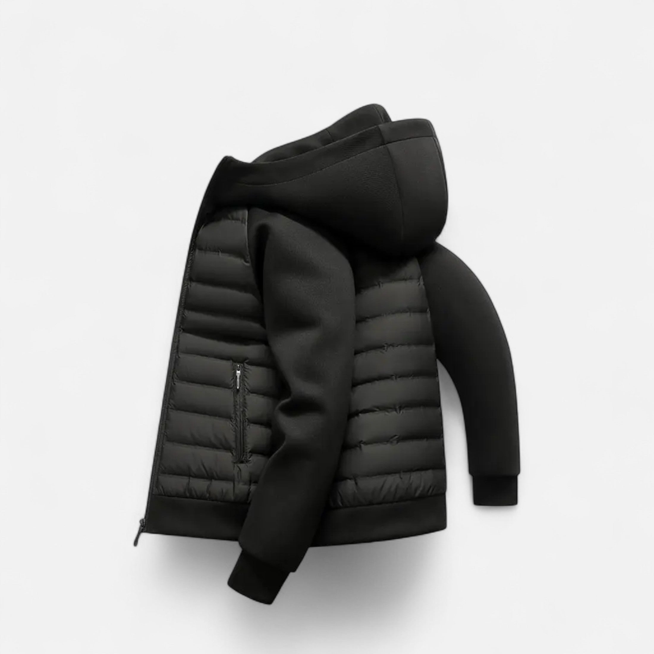 Men’s Hooded Quilted Jacket | Zip-Up and Side Pockets