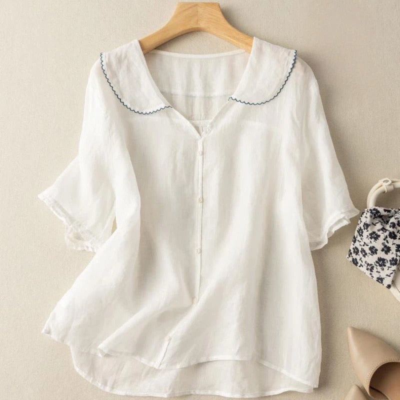 Women’s Casual Blouse | Scalloped Collar