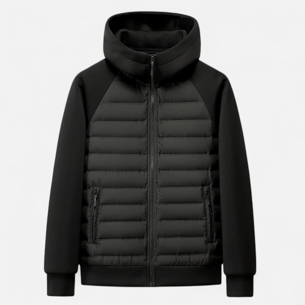 Men’s Hooded Quilted Jacket | Zip-Up and Side Pockets