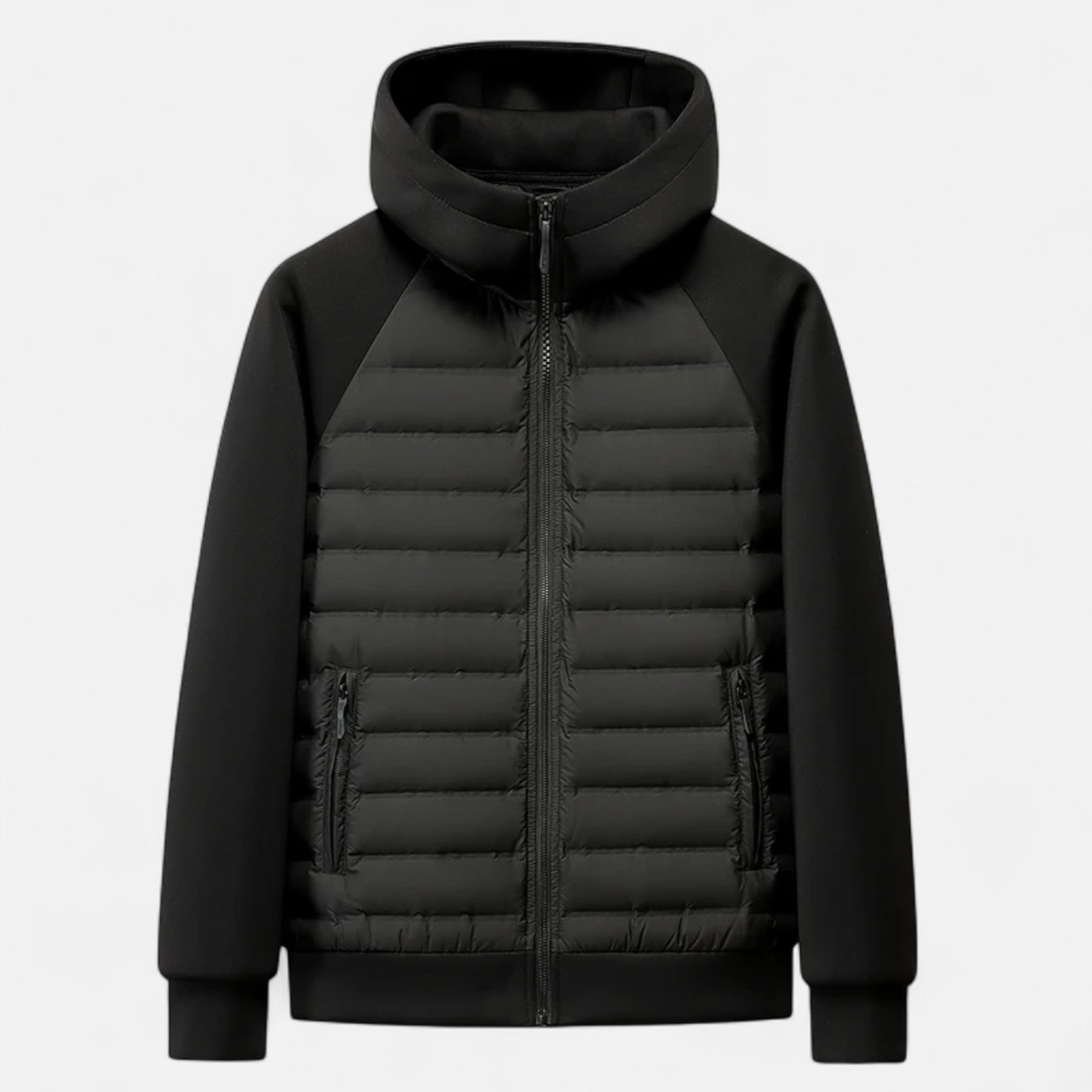 Men’s Hooded Quilted Jacket | Zip-Up and Side Pockets