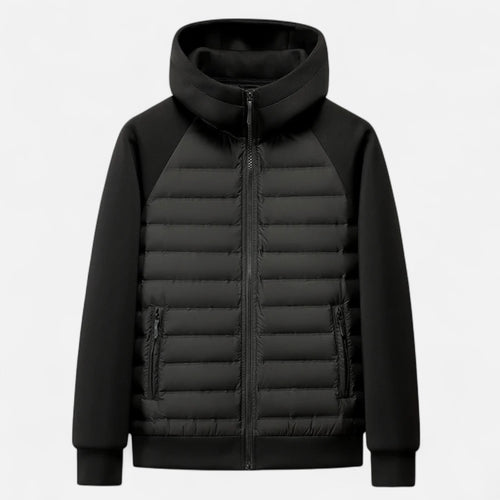 Men’s Hooded Quilted Jacket | Zip-Up and Side Pockets