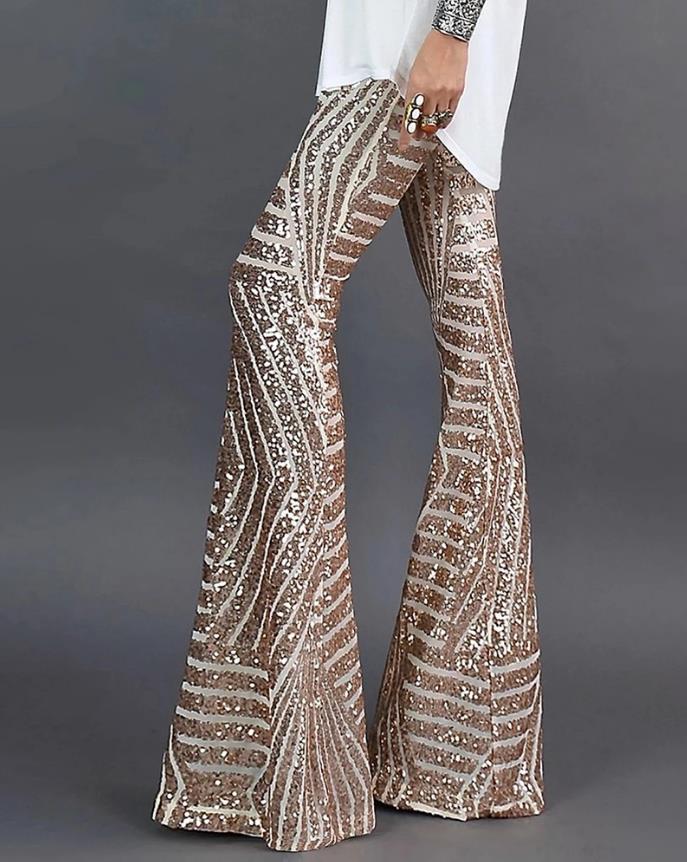 Women’s Flare Pants | High Waist Sequin