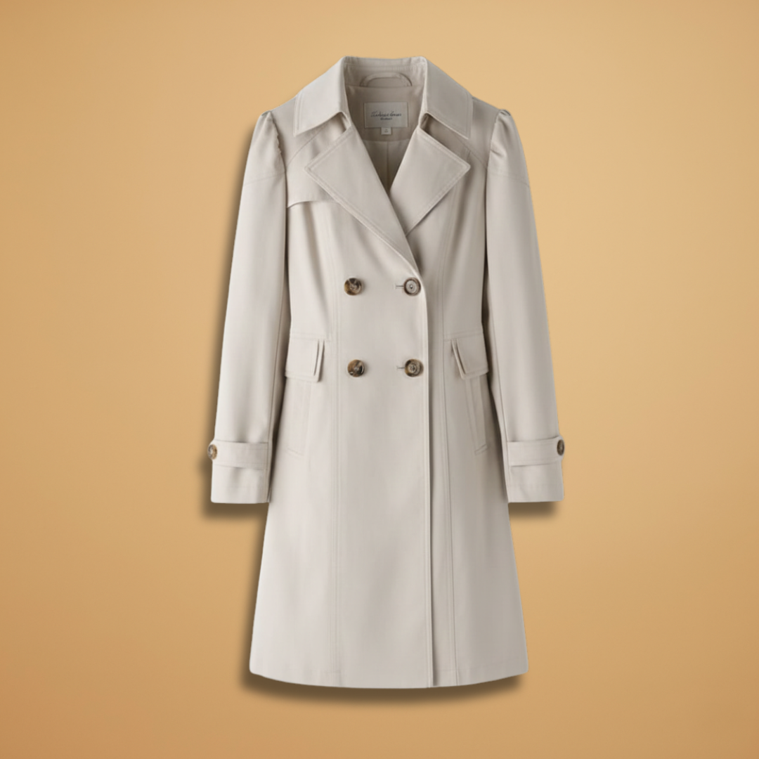 Women's Spring Trench Coat | Double-Breasted and Pockets