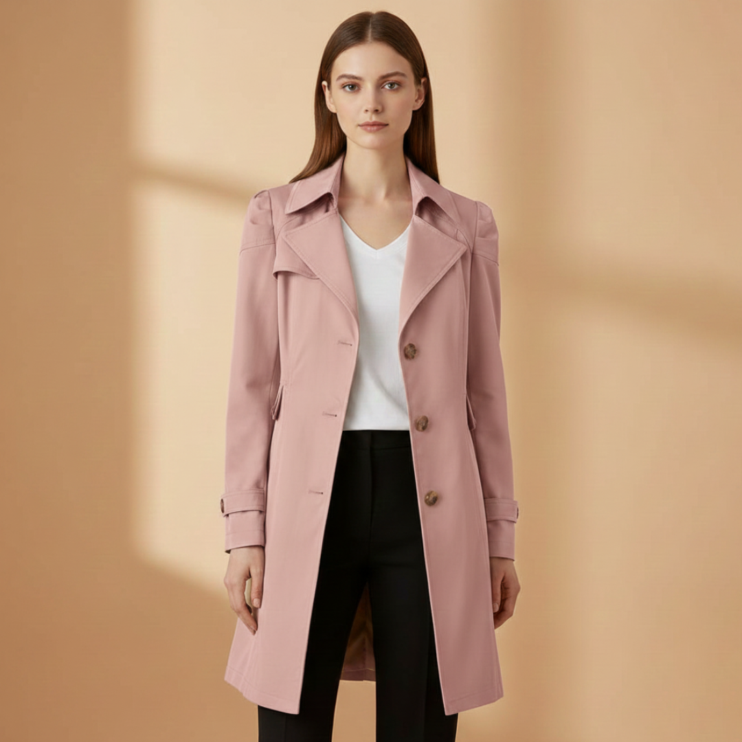 Women's Spring Trench Coat | Double-Breasted and Pockets