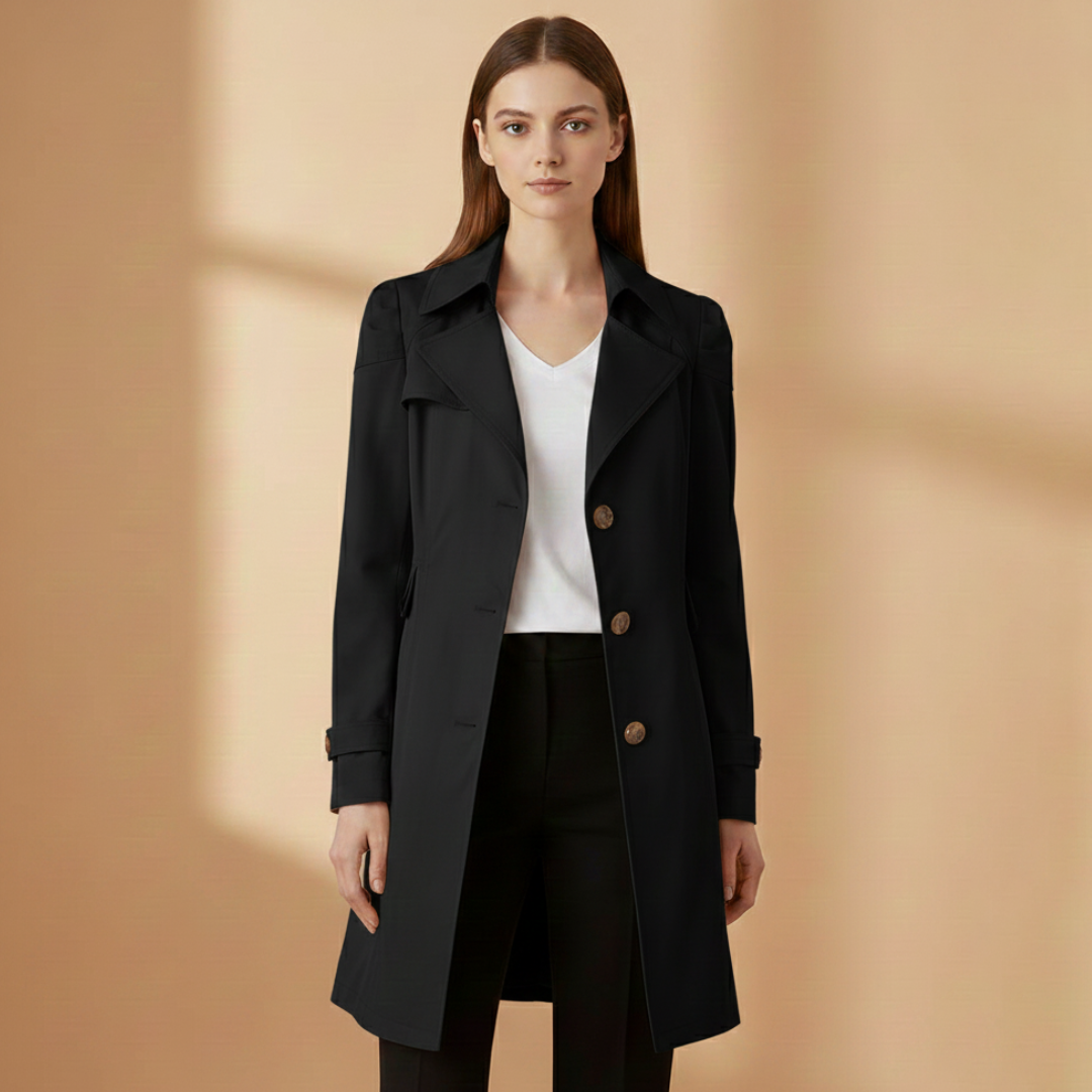 Women's Spring Trench Coat | Double-Breasted and Pockets