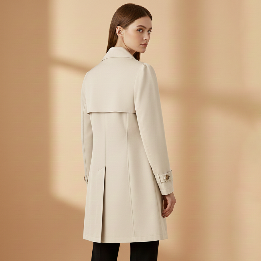 Women's Spring Trench Coat | Double-Breasted and Pockets