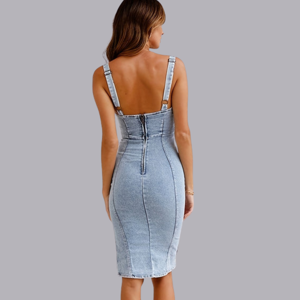 Women’s Bodycon Dress with U Neck and Slit | Mini