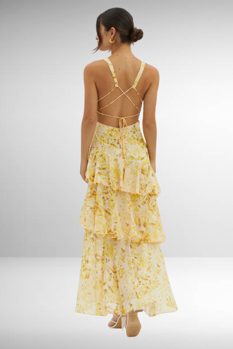 Women’s Floral Dress with V-Neck | Maxi
