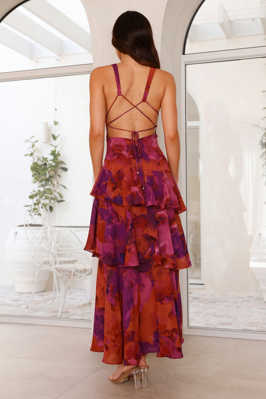 Women’s Floral Dress with V-Neck | Maxi
