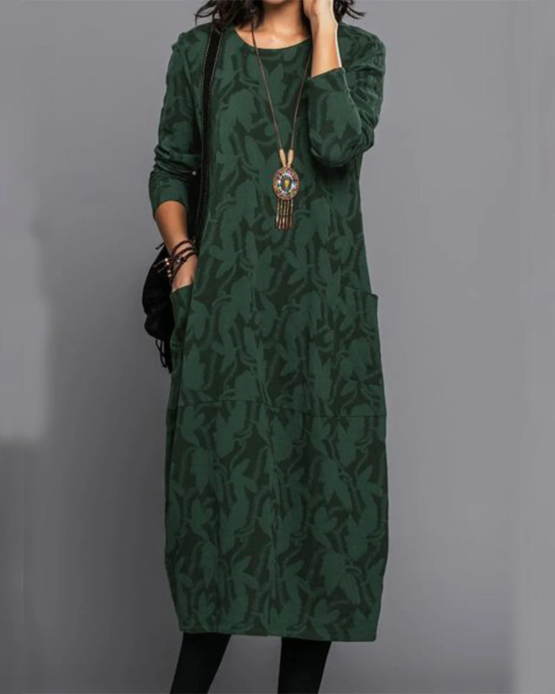 Women’s Printed Midi Dress | Long Sleeve