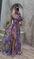 Women's Floral Dress | One Shoulder and Slit