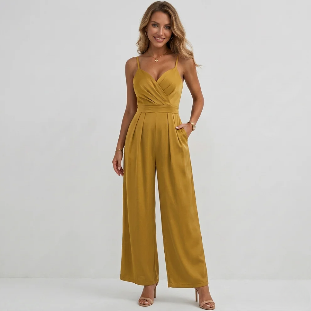 Women’s Formal Jumpsuit | V-Neck and Wide Leg