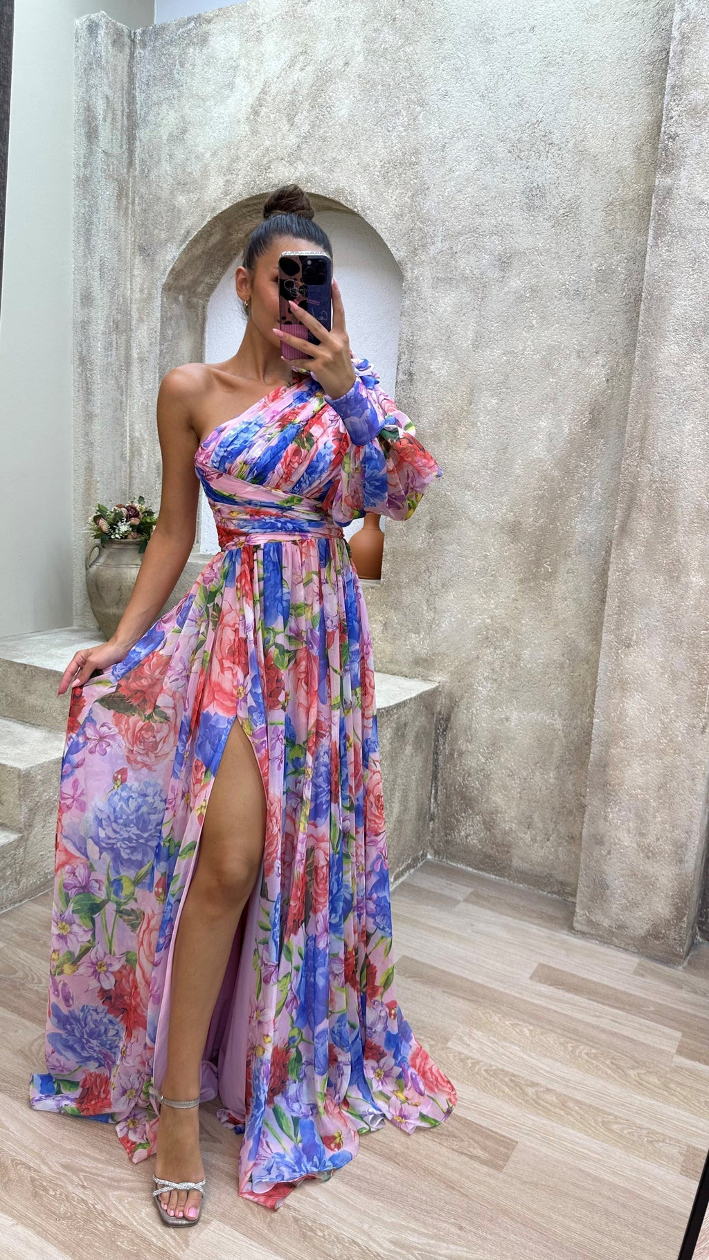 Women's Floral Dress | One Shoulder and Slit