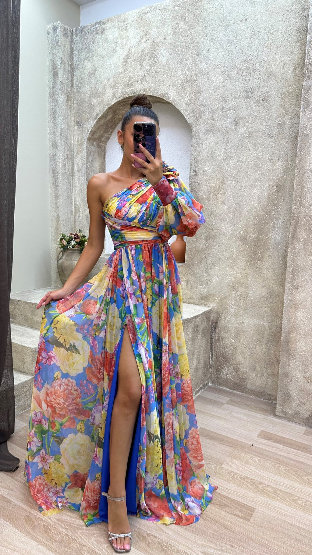 Women's Floral Dress | One Shoulder and Slit