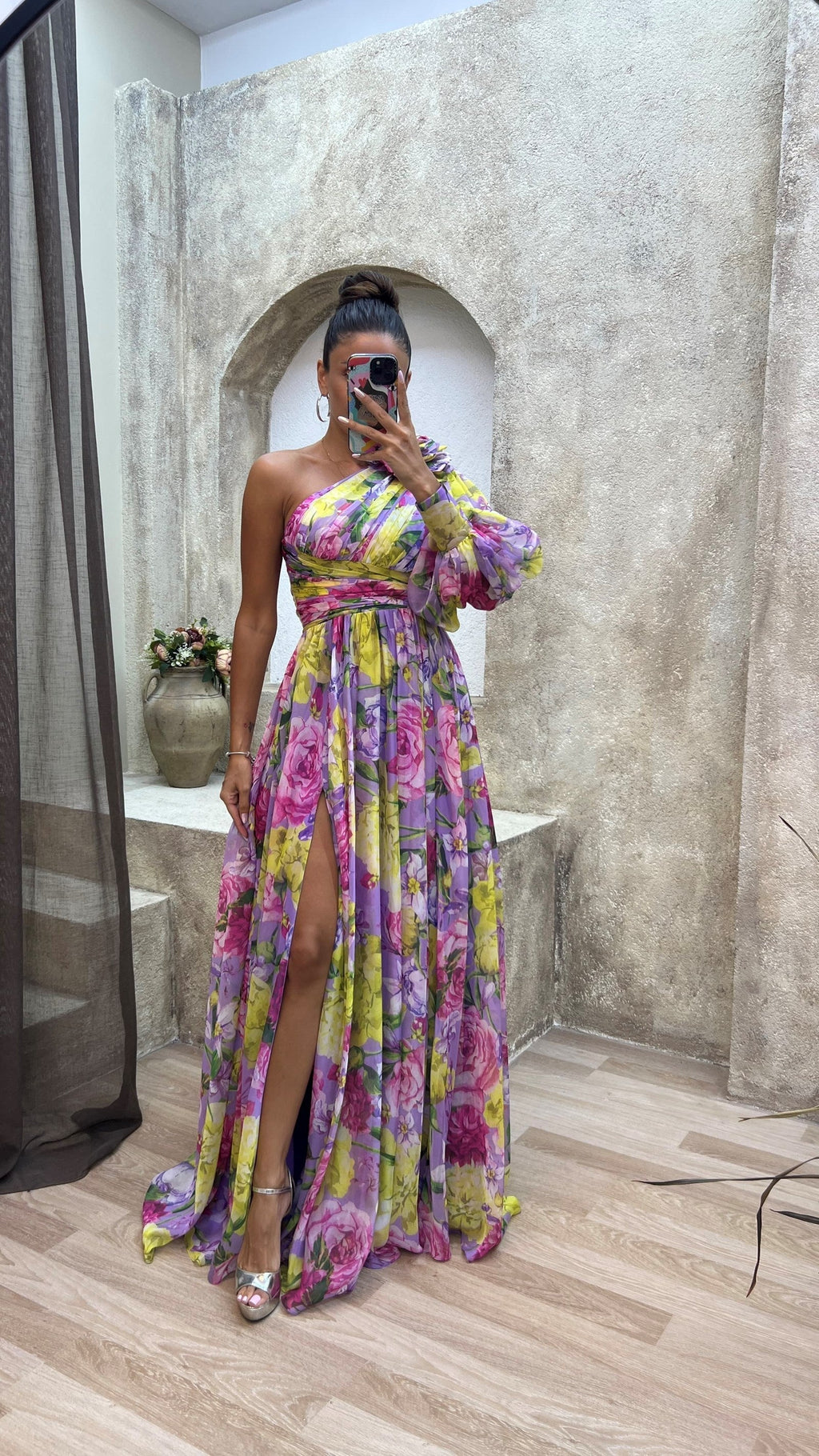 Women's Floral Dress | One Shoulder and Slit