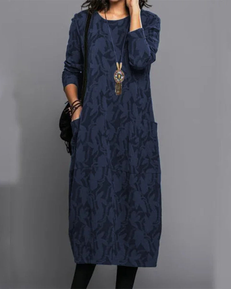Women’s Printed Midi Dress | Long Sleeve