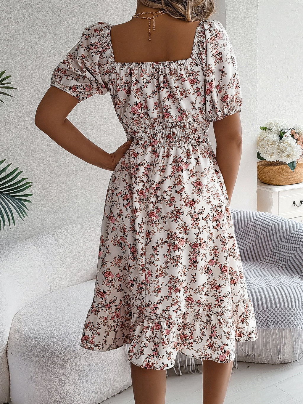 Women’s Floral Dress with Off Shoulder | Midi