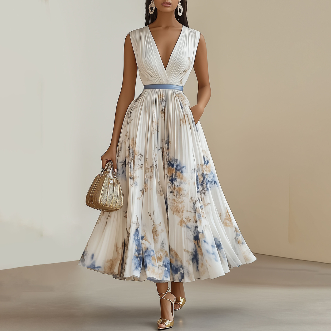 Women’s Floral Wedding Dress with V-Neck | Maxi
