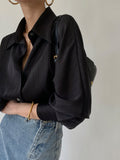 Women’s Oversized Button Up Shirt in Long Sleeve Style | Women Collared Blouse