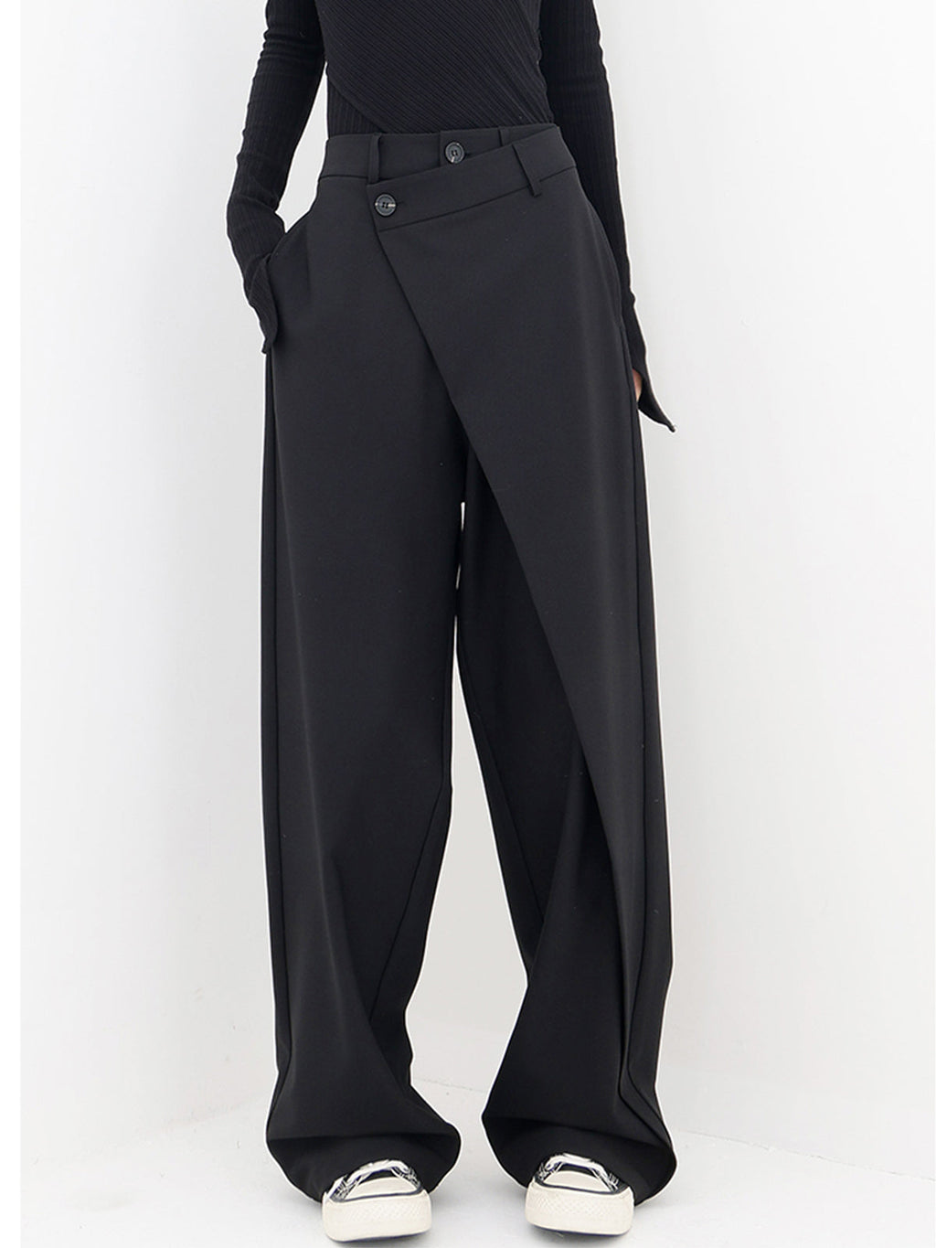 Women’s Wide Leg Trousers in Asymmetrical Tailored Style | Elegant Flared Trousers