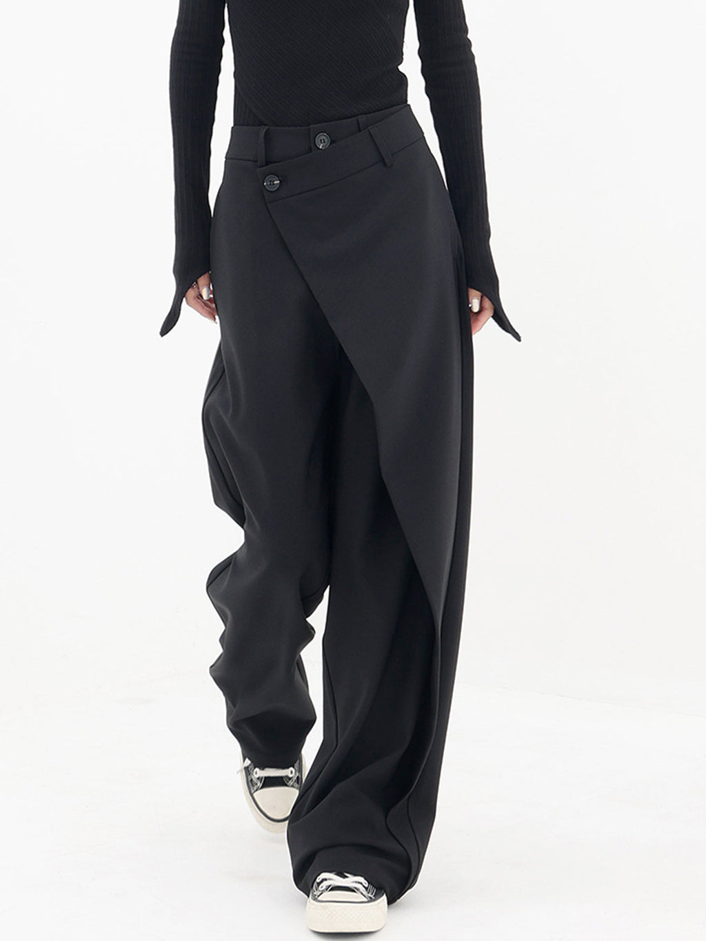 Women’s Wide Leg Trousers in Asymmetrical Tailored Style | Elegant Flared Trousers