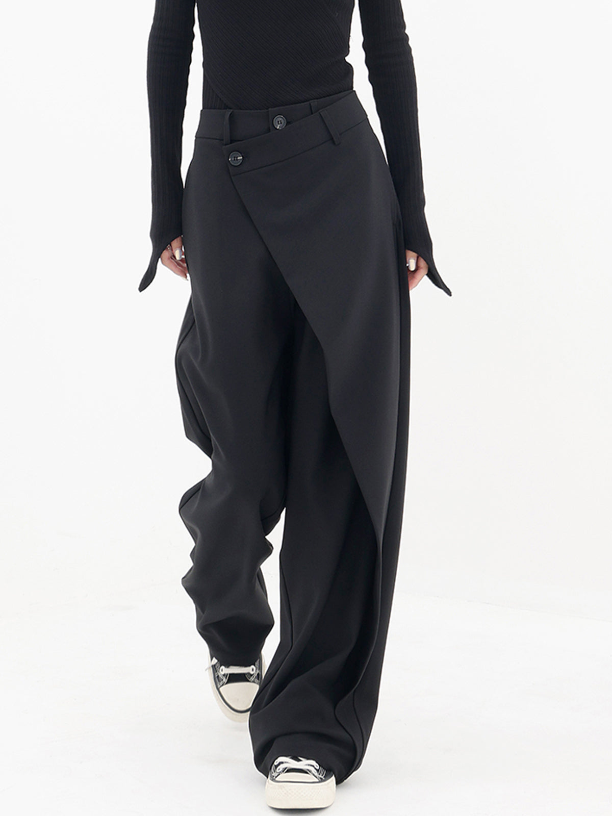 Women’s Wide Leg Trousers in Asymmetrical Tailored Style | Elegant Flared Trousers