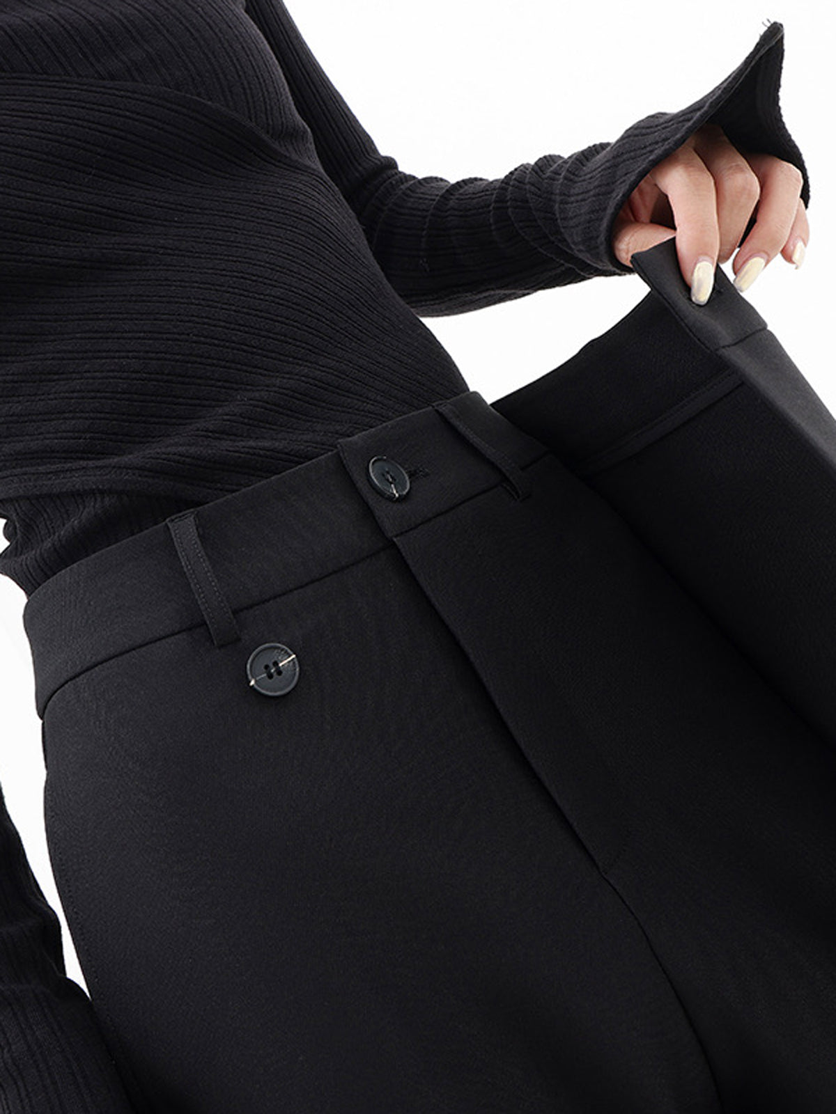 Women’s Wide Leg Trousers in Asymmetrical Tailored Style | Elegant Flared Trousers