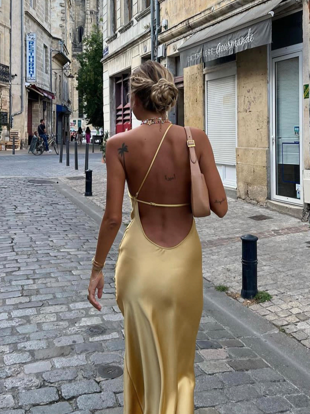 Women’s Elegant Maxi Dress in Open Back Slit Style | Wedding Guest Dress