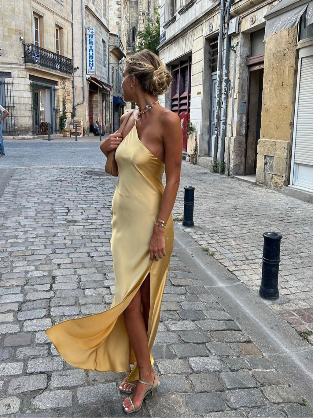 Women’s Elegant Maxi Dress in Open Back Slit Style | Wedding Guest Dress