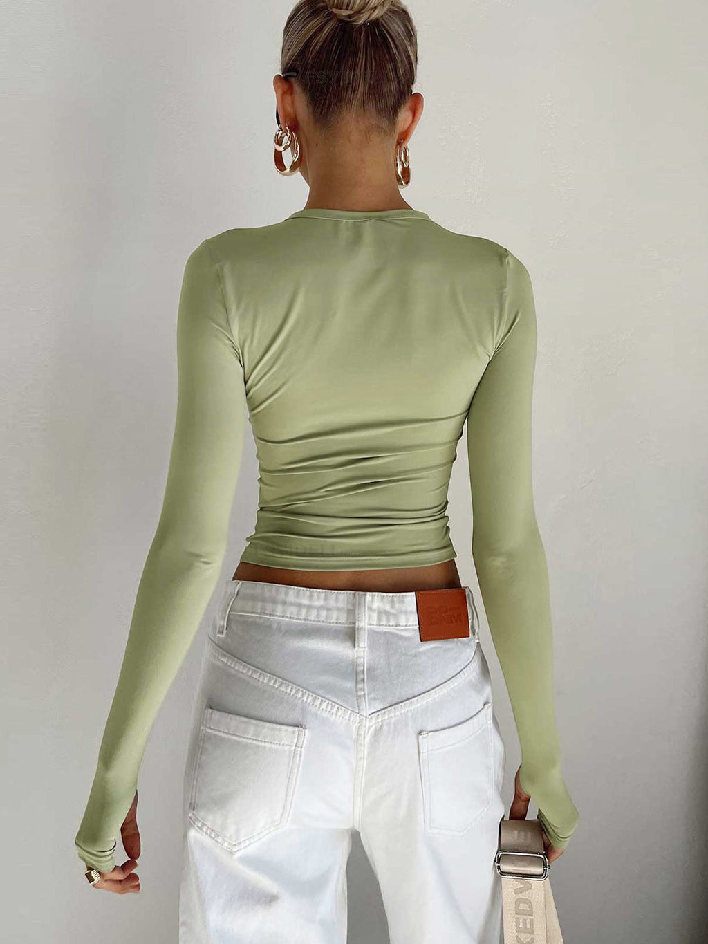 Women’s Long Sleeve Crop Blouse | Fitted Long Sleeve Top for Women