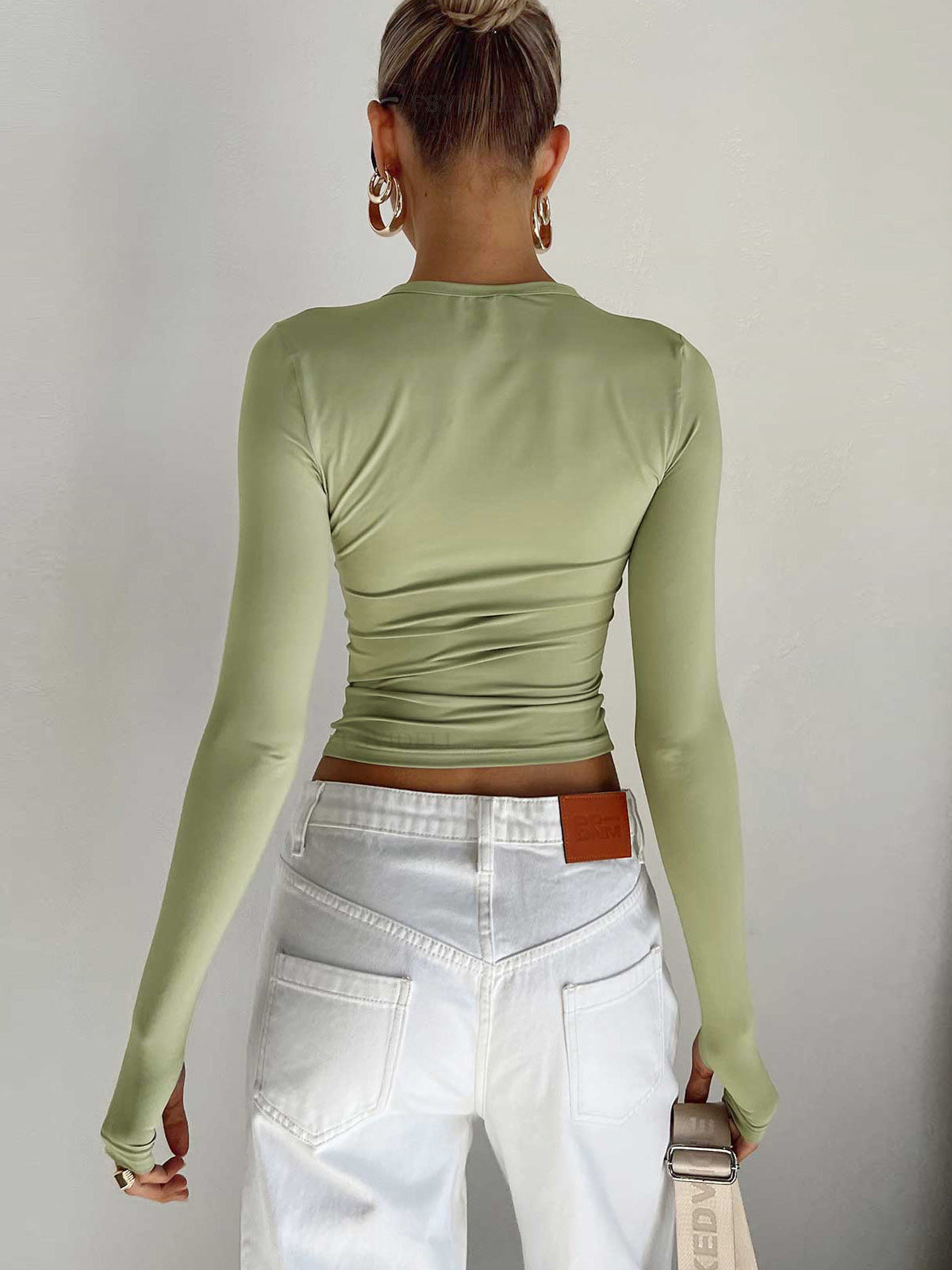 Women’s Long Sleeve Crop Blouse | Fitted Long Sleeve Top for Women