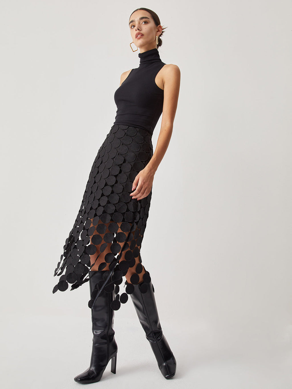 Women’s High Waist Midi Skirt | Asymmetrical Cutout
