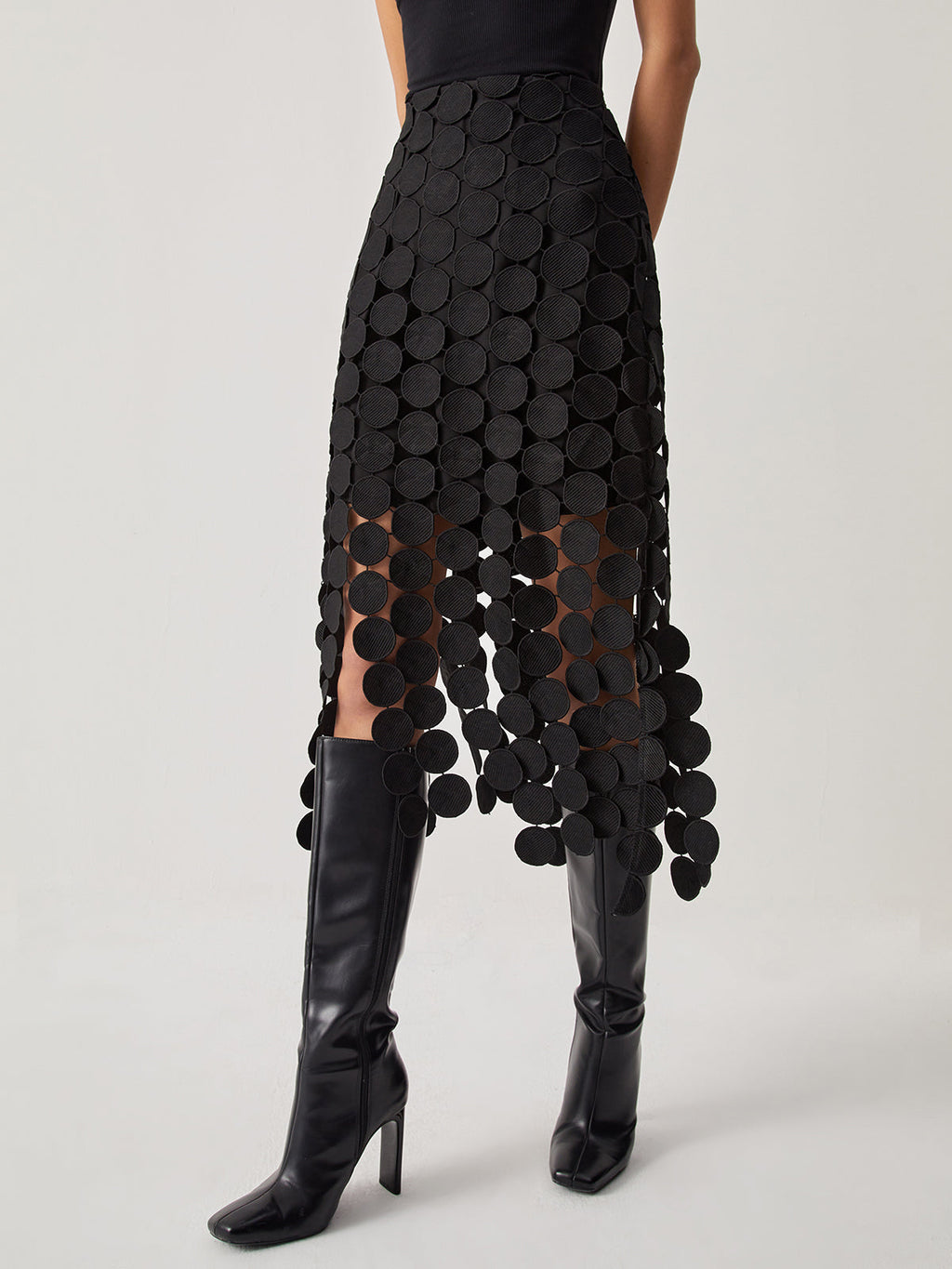 Women’s High Waist Midi Skirt | Asymmetrical Cutout