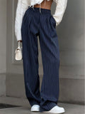 Women’s Pinstripe Wide Leg Trousers in Pleated Style | Wide Leg Trousers Women