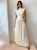 Women’s Mock Neck Cut Out Maxi Dress in Elegant Style | Summer Maxi Dress