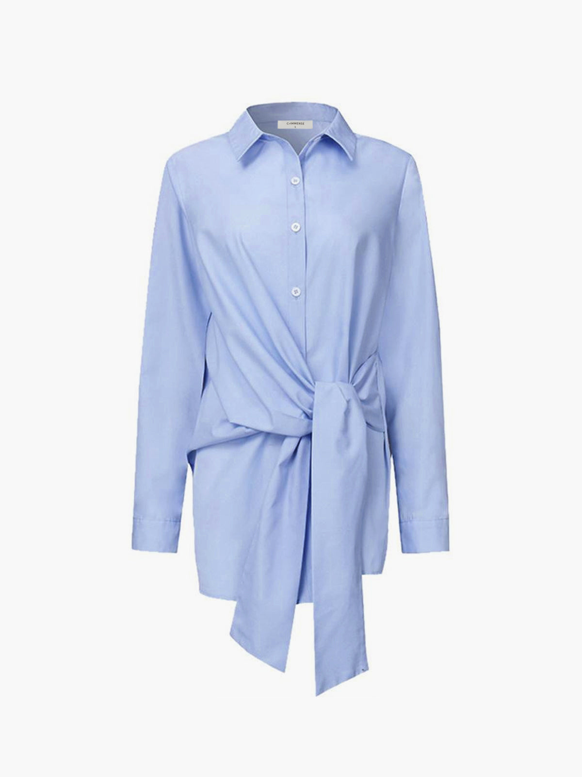 Women’s Button Down Long Shirt in Tie Waist Style | Women Long Sleeve Shirt