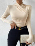 Women’s Cross Over Long Sleeve Top in Slim Fit Elegant Style | Women Blouse