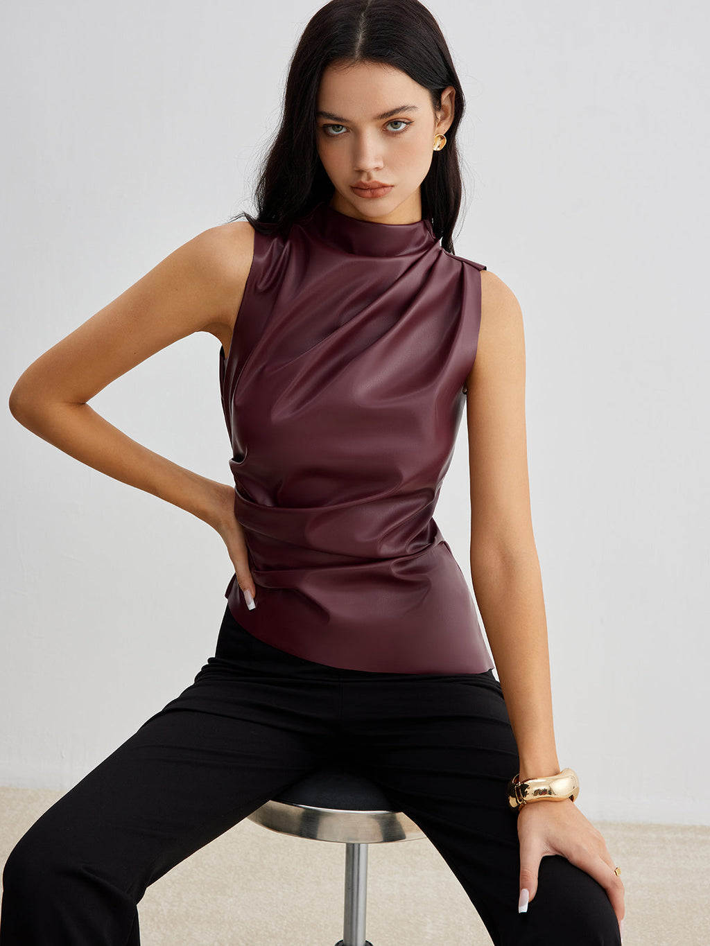 Women’s Sleeveless Tank Top | High Neck Fitted