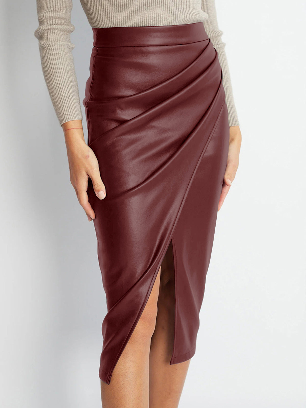 Women’s High Waist Midi Skirt | Asymmetrical Wrap