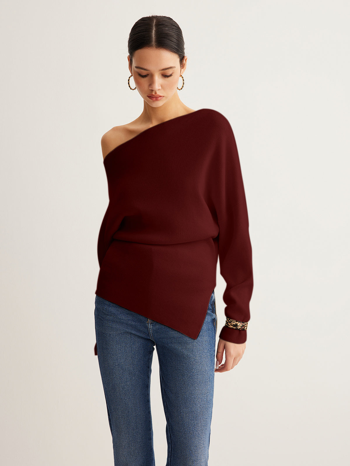 Women’s One Shoulder Long Sleeve Blouse | Elegant Long Sleeve Top for Women