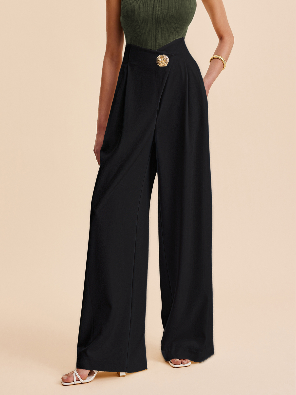 Women’s High Waist Wide Leg Trousers | Elegant Wide Leg Pants for Women