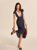 Women’s Polka Dot Lace Trim Maxi Dress | Elegant Summer Dress for Women