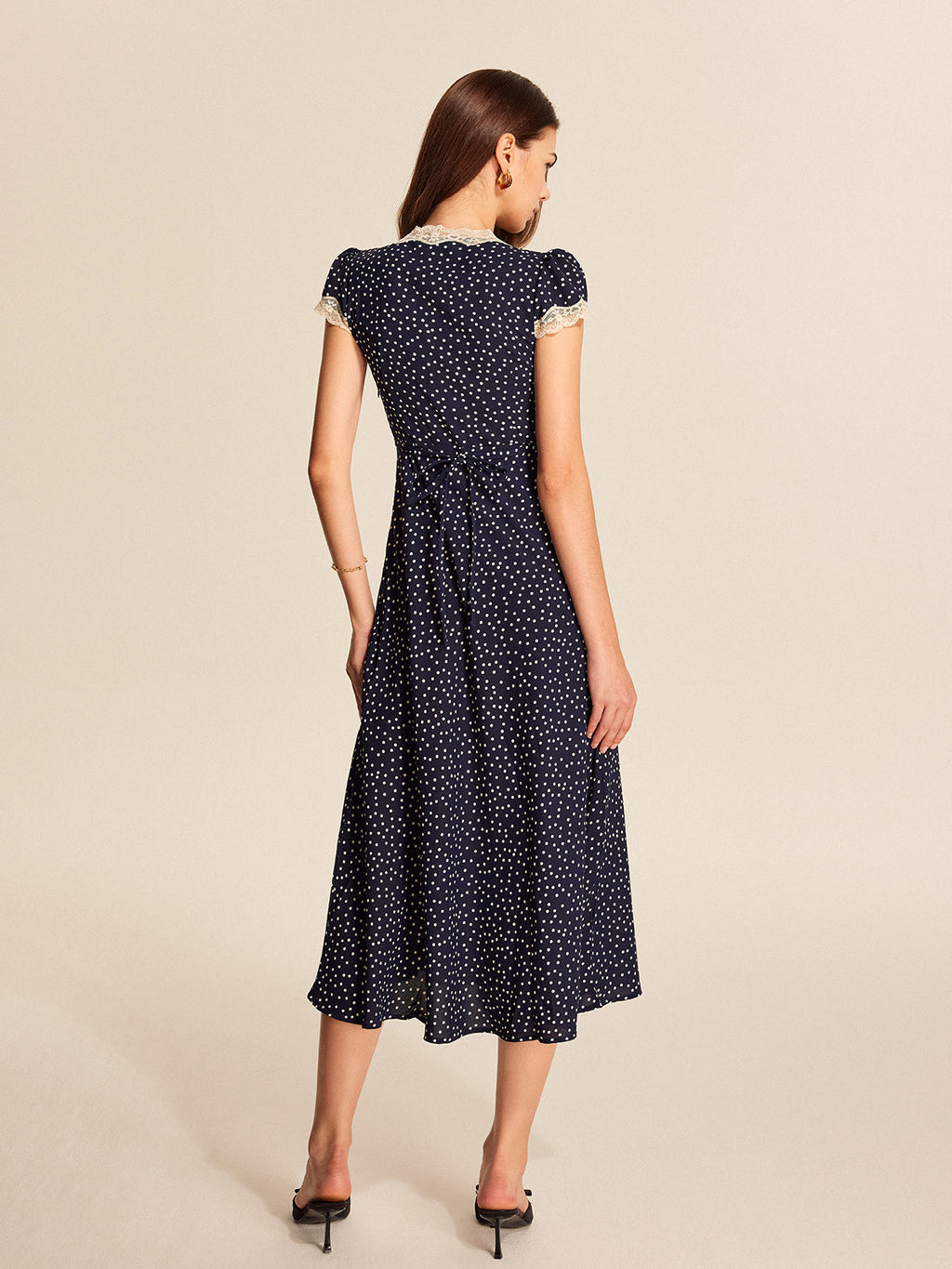 Women’s Polka Dot Lace Trim Maxi Dress | Elegant Summer Dress for Women