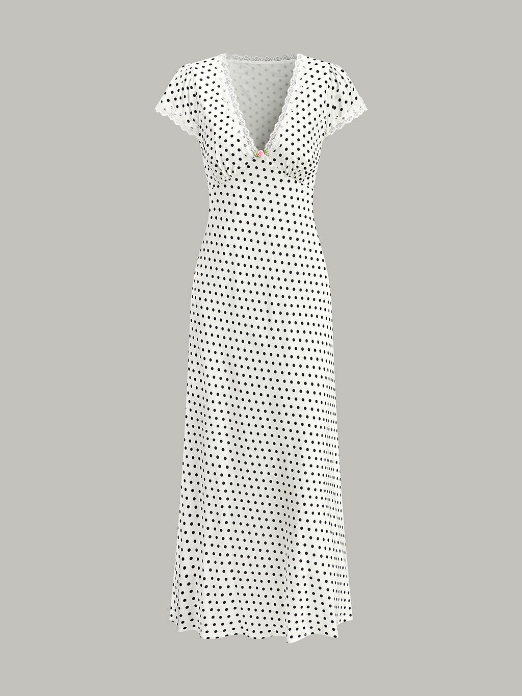 Women’s Polka Dot Lace Trim Maxi Dress | Elegant Summer Dress for Women