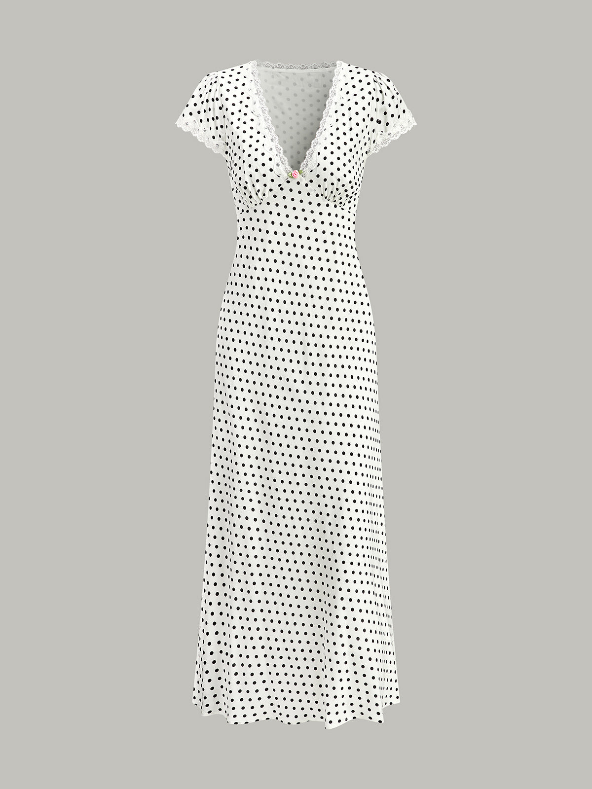 Women’s Polka Dot Lace Trim Maxi Dress | Elegant Summer Dress for Women
