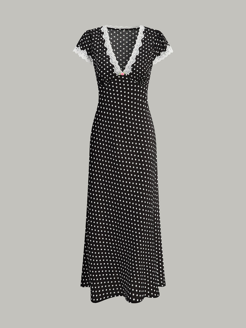 Women’s Polka Dot Lace Trim Maxi Dress | Elegant Summer Dress for Women